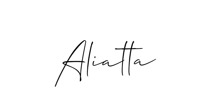 It looks lik you need a new signature style for name Aliatta. Design unique handwritten (Allison_Script) signature with our free signature maker in just a few clicks. Aliatta signature style 2 images and pictures png