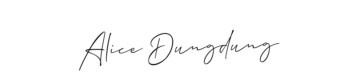 Design your own signature with our free online signature maker. With this signature software, you can create a handwritten (Allison_Script) signature for name Alice Dungdung. Alice Dungdung signature style 2 images and pictures png