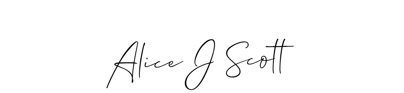 How to make Alice J Scott name signature. Use Allison_Script style for creating short signs online. This is the latest handwritten sign. Alice J Scott signature style 2 images and pictures png