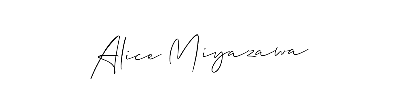 Allison_Script is a professional signature style that is perfect for those who want to add a touch of class to their signature. It is also a great choice for those who want to make their signature more unique. Get Alice Miyazawa name to fancy signature for free. Alice Miyazawa signature style 2 images and pictures png