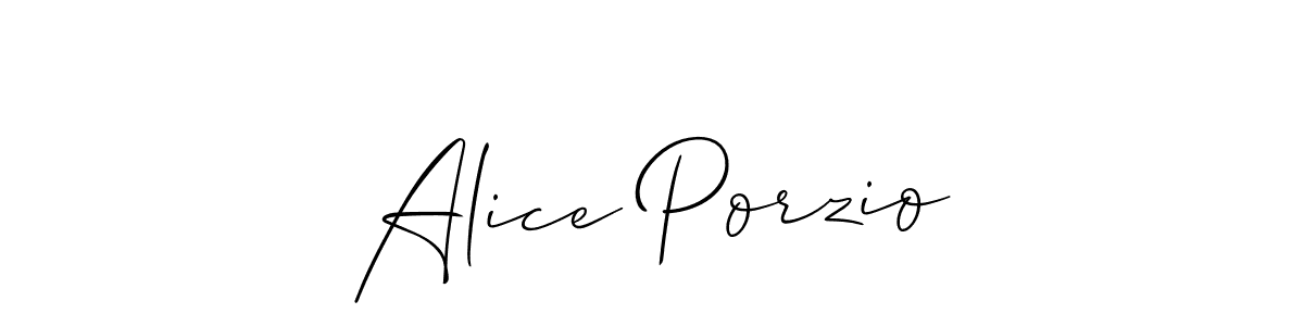 You should practise on your own different ways (Allison_Script) to write your name (Alice Porzio) in signature. don't let someone else do it for you. Alice Porzio signature style 2 images and pictures png