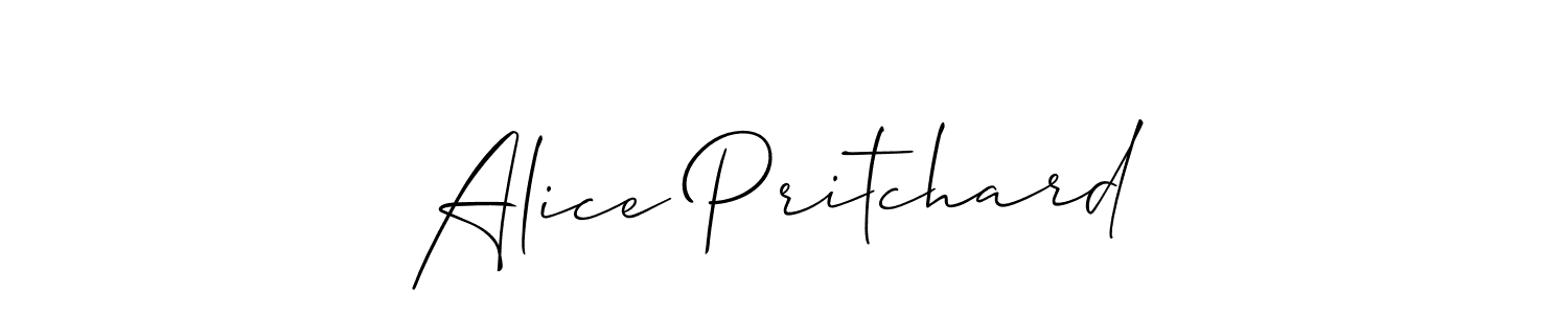 Allison_Script is a professional signature style that is perfect for those who want to add a touch of class to their signature. It is also a great choice for those who want to make their signature more unique. Get Alice Pritchard name to fancy signature for free. Alice Pritchard signature style 2 images and pictures png