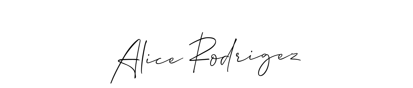 Make a beautiful signature design for name Alice Rodrigez. With this signature (Allison_Script) style, you can create a handwritten signature for free. Alice Rodrigez signature style 2 images and pictures png