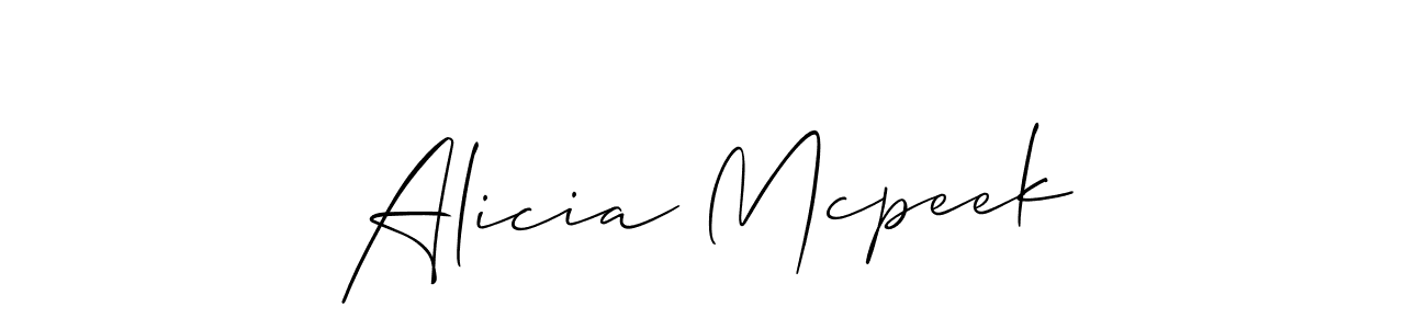 The best way (Allison_Script) to make a short signature is to pick only two or three words in your name. The name Alicia Mcpeek include a total of six letters. For converting this name. Alicia Mcpeek signature style 2 images and pictures png