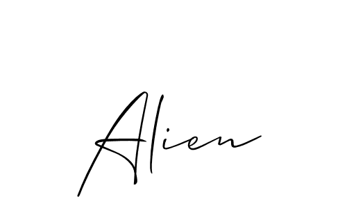 Make a beautiful signature design for name Alien. With this signature (Allison_Script) style, you can create a handwritten signature for free. Alien signature style 2 images and pictures png