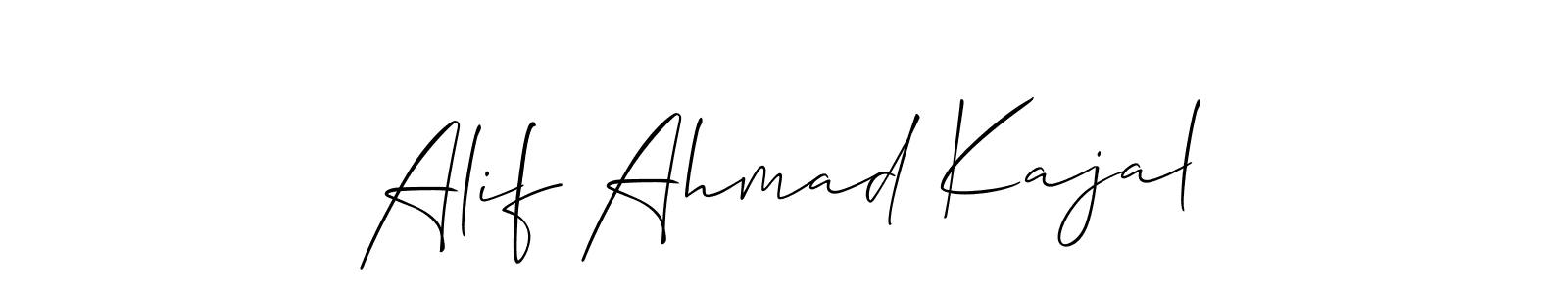 How to make Alif Ahmad Kajal name signature. Use Allison_Script style for creating short signs online. This is the latest handwritten sign. Alif Ahmad Kajal signature style 2 images and pictures png