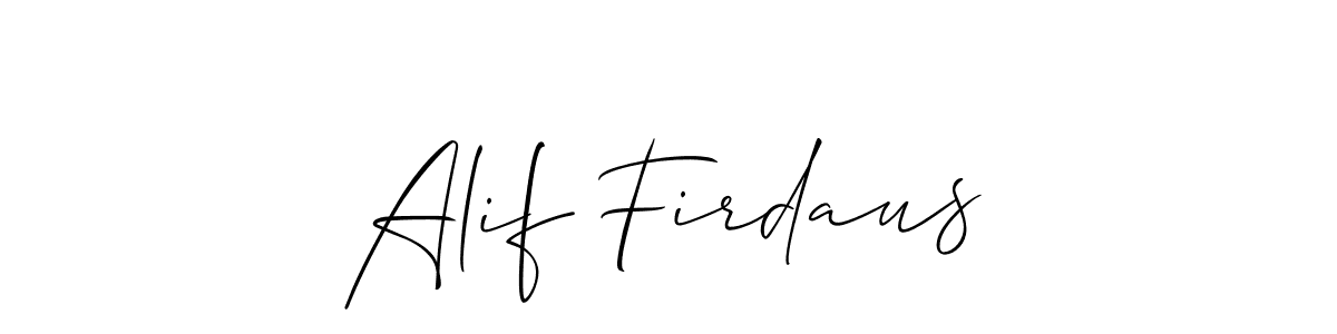if you are searching for the best signature style for your name Alif Firdaus. so please give up your signature search. here we have designed multiple signature styles  using Allison_Script. Alif Firdaus signature style 2 images and pictures png