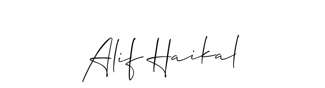 Also we have Alif Haikal name is the best signature style. Create professional handwritten signature collection using Allison_Script autograph style. Alif Haikal signature style 2 images and pictures png