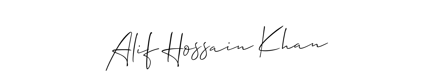 Make a short Alif Hossain Khan signature style. Manage your documents anywhere anytime using Allison_Script. Create and add eSignatures, submit forms, share and send files easily. Alif Hossain Khan signature style 2 images and pictures png