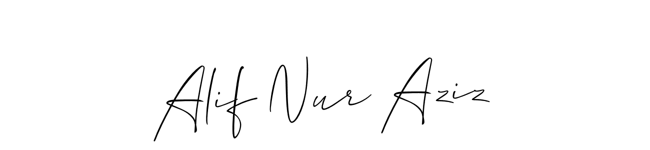 It looks lik you need a new signature style for name Alif Nur Aziz. Design unique handwritten (Allison_Script) signature with our free signature maker in just a few clicks. Alif Nur Aziz signature style 2 images and pictures png