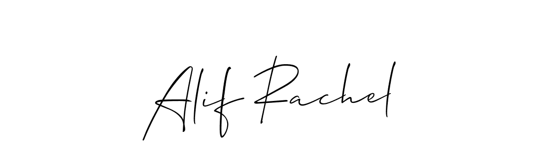 The best way (Allison_Script) to make a short signature is to pick only two or three words in your name. The name Alif Rachel include a total of six letters. For converting this name. Alif Rachel signature style 2 images and pictures png