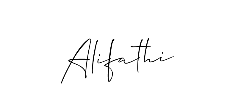 Use a signature maker to create a handwritten signature online. With this signature software, you can design (Allison_Script) your own signature for name Alifathi. Alifathi signature style 2 images and pictures png