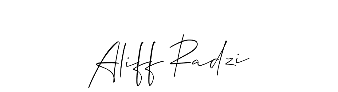 Create a beautiful signature design for name Aliff Radzi. With this signature (Allison_Script) fonts, you can make a handwritten signature for free. Aliff Radzi signature style 2 images and pictures png