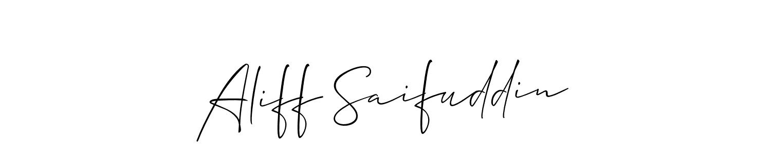 How to make Aliff Saifuddin name signature. Use Allison_Script style for creating short signs online. This is the latest handwritten sign. Aliff Saifuddin signature style 2 images and pictures png