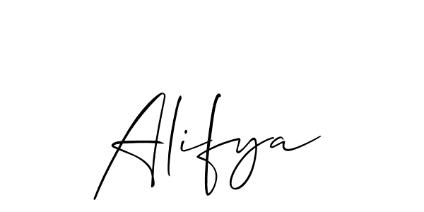 Use a signature maker to create a handwritten signature online. With this signature software, you can design (Allison_Script) your own signature for name Alifya. Alifya signature style 2 images and pictures png