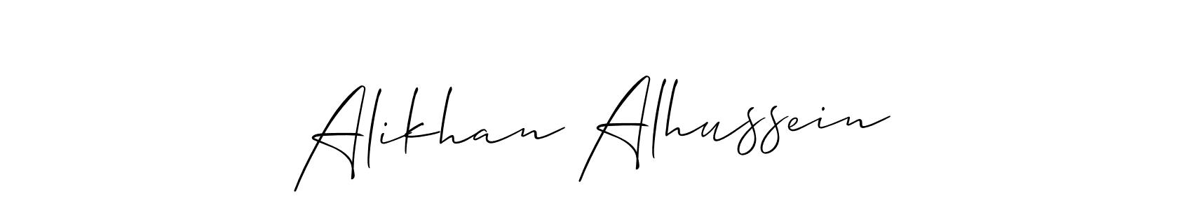 Design your own signature with our free online signature maker. With this signature software, you can create a handwritten (Allison_Script) signature for name Alikhan Alhussein. Alikhan Alhussein signature style 2 images and pictures png