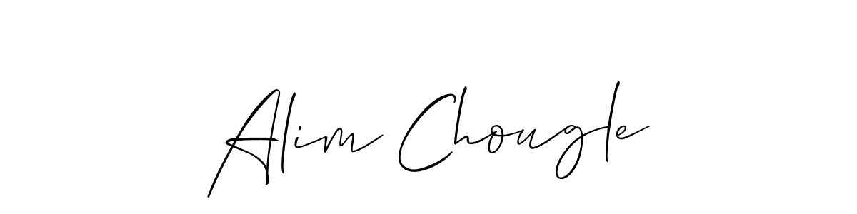The best way (Allison_Script) to make a short signature is to pick only two or three words in your name. The name Alim Chougle include a total of six letters. For converting this name. Alim Chougle signature style 2 images and pictures png