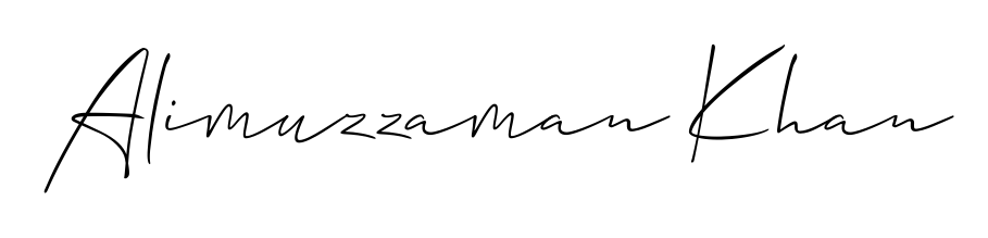 Personalize your online presence with Alimuzzaman Khan signature rendered in elegant Allison_Script font. Great for website footers and blogs. Alimuzzaman Khan signature style 2 images and pictures png