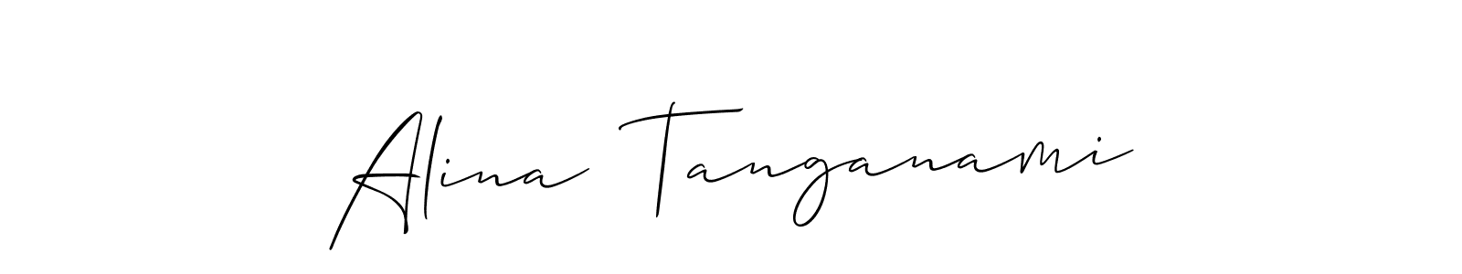Similarly Allison_Script is the best handwritten signature design. Signature creator online .You can use it as an online autograph creator for name Alina  Tanganami. Alina  Tanganami signature style 2 images and pictures png