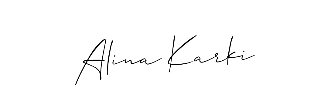 if you are searching for the best signature style for your name Alina Karki. so please give up your signature search. here we have designed multiple signature styles  using Allison_Script. Alina Karki signature style 2 images and pictures png