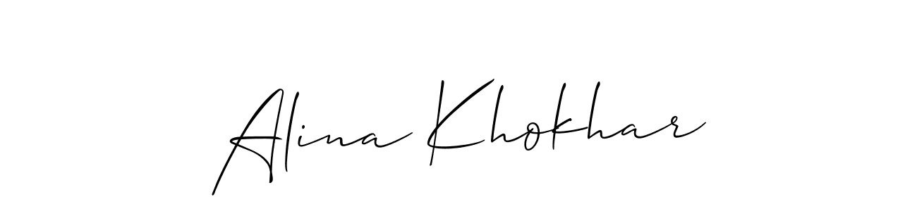 Make a short Alina Khokhar signature style. Manage your documents anywhere anytime using Allison_Script. Create and add eSignatures, submit forms, share and send files easily. Alina Khokhar signature style 2 images and pictures png