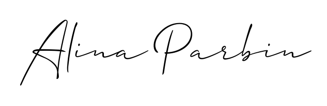 Personalize your online presence with Alina Parbin signature rendered in elegant Allison_Script font. Great for website footers and blogs. Alina Parbin signature style 2 images and pictures png