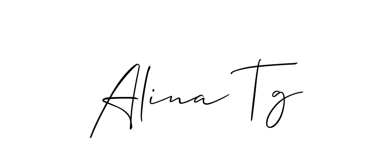 Design your own signature with our free online signature maker. With this signature software, you can create a handwritten (Allison_Script) signature for name Alina Tg. Alina Tg signature style 2 images and pictures png