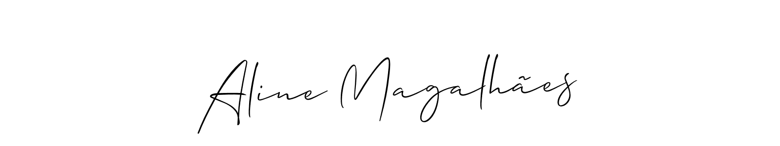 Make a short Aline Magalhães signature style. Manage your documents anywhere anytime using Allison_Script. Create and add eSignatures, submit forms, share and send files easily. Aline Magalhães signature style 2 images and pictures png