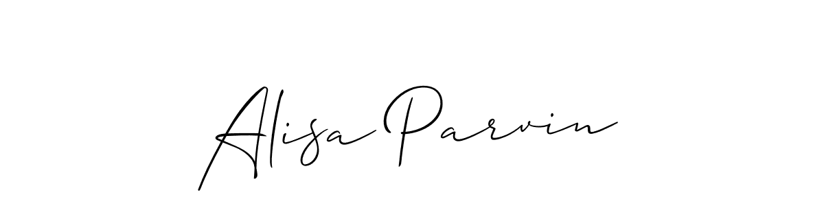 Allison_Script is a professional signature style that is perfect for those who want to add a touch of class to their signature. It is also a great choice for those who want to make their signature more unique. Get Alisa Parvin name to fancy signature for free. Alisa Parvin signature style 2 images and pictures png