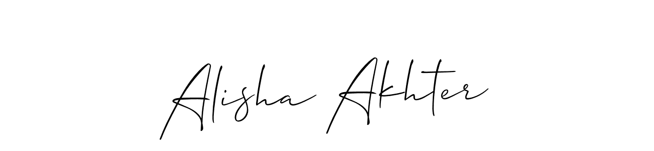 You should practise on your own different ways (Allison_Script) to write your name (Alisha Akhter) in signature. don't let someone else do it for you. Alisha Akhter signature style 2 images and pictures png