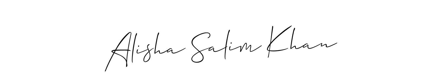 How to make Alisha Salim Khan name signature. Use Allison_Script style for creating short signs online. This is the latest handwritten sign. Alisha Salim Khan signature style 2 images and pictures png
