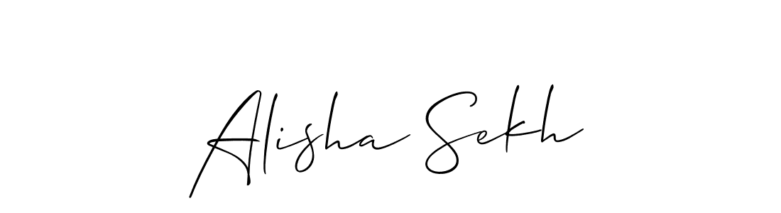 The best way (Allison_Script) to make a short signature is to pick only two or three words in your name. The name Alisha Sekh include a total of six letters. For converting this name. Alisha Sekh signature style 2 images and pictures png