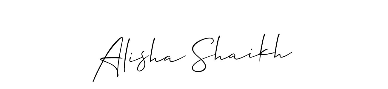 How to make Alisha Shaikh name signature. Use Allison_Script style for creating short signs online. This is the latest handwritten sign. Alisha Shaikh signature style 2 images and pictures png