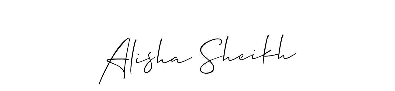Allison_Script is a professional signature style that is perfect for those who want to add a touch of class to their signature. It is also a great choice for those who want to make their signature more unique. Get Alisha Sheikh name to fancy signature for free. Alisha Sheikh signature style 2 images and pictures png