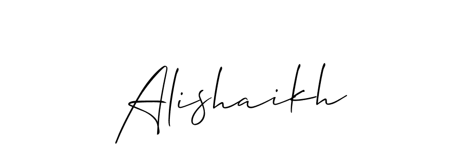 The best way (Allison_Script) to make a short signature is to pick only two or three words in your name. The name Alishaikh include a total of six letters. For converting this name. Alishaikh signature style 2 images and pictures png