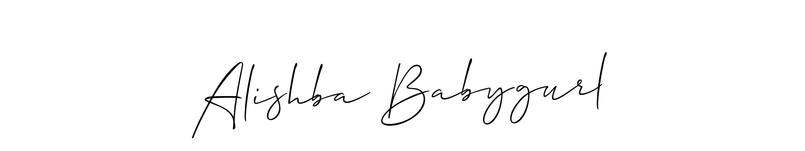 Also we have Alishba Babygurl name is the best signature style. Create professional handwritten signature collection using Allison_Script autograph style. Alishba Babygurl signature style 2 images and pictures png