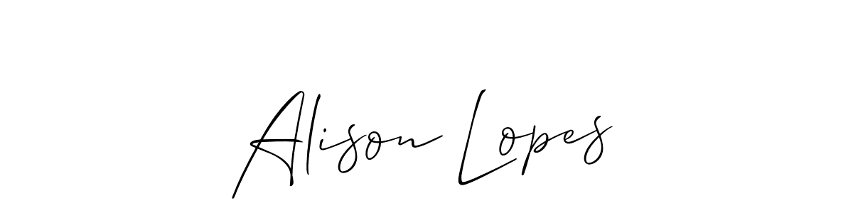 Make a beautiful signature design for name Alison Lopes. With this signature (Allison_Script) style, you can create a handwritten signature for free. Alison Lopes signature style 2 images and pictures png