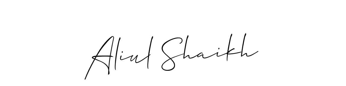 Also You can easily find your signature by using the search form. We will create Aliul Shaikh name handwritten signature images for you free of cost using Allison_Script sign style. Aliul Shaikh signature style 2 images and pictures png