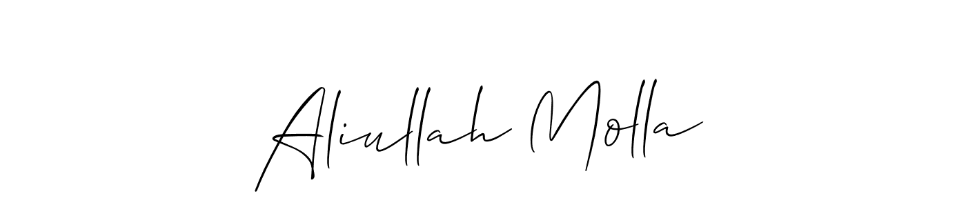 Make a short Aliullah Molla signature style. Manage your documents anywhere anytime using Allison_Script. Create and add eSignatures, submit forms, share and send files easily. Aliullah Molla signature style 2 images and pictures png