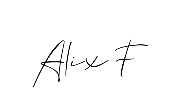 Also You can easily find your signature by using the search form. We will create Alix F name handwritten signature images for you free of cost using Allison_Script sign style. Alix F signature style 2 images and pictures png