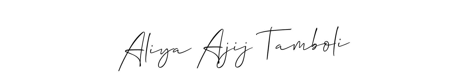 How to make Aliya Ajij Tamboli signature? Allison_Script is a professional autograph style. Create handwritten signature for Aliya Ajij Tamboli name. Aliya Ajij Tamboli signature style 2 images and pictures png