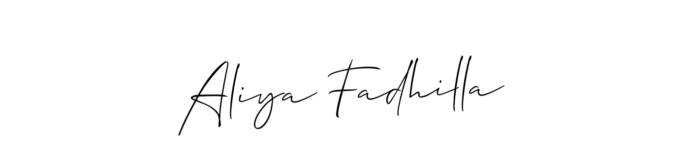 The best way (Allison_Script) to make a short signature is to pick only two or three words in your name. The name Aliya Fadhilla include a total of six letters. For converting this name. Aliya Fadhilla signature style 2 images and pictures png