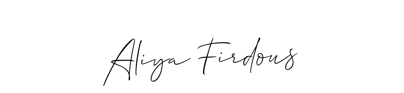 if you are searching for the best signature style for your name Aliya Firdous. so please give up your signature search. here we have designed multiple signature styles  using Allison_Script. Aliya Firdous signature style 2 images and pictures png