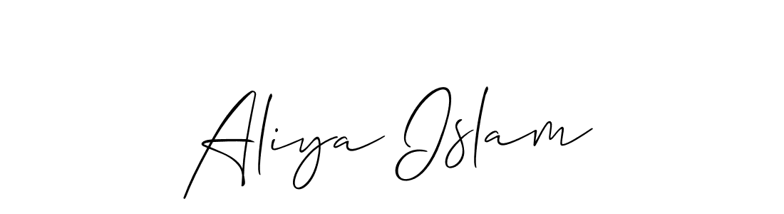 Create a beautiful signature design for name Aliya Islam. With this signature (Allison_Script) fonts, you can make a handwritten signature for free. Aliya Islam signature style 2 images and pictures png