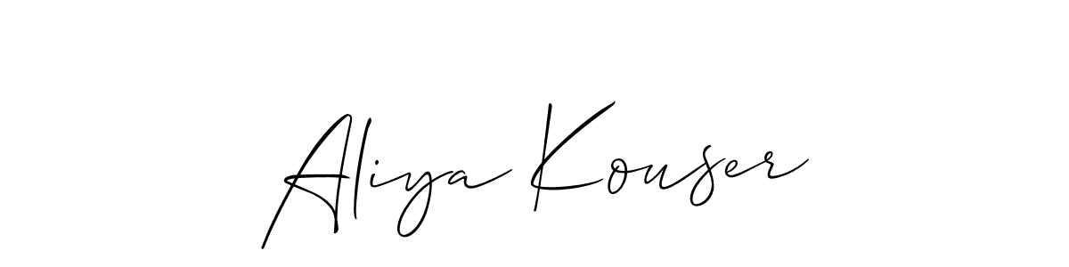 Allison_Script is a professional signature style that is perfect for those who want to add a touch of class to their signature. It is also a great choice for those who want to make their signature more unique. Get Aliya Kouser name to fancy signature for free. Aliya Kouser signature style 2 images and pictures png