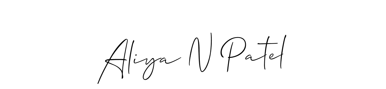 The best way (Allison_Script) to make a short signature is to pick only two or three words in your name. The name Aliya N Patel include a total of six letters. For converting this name. Aliya N Patel signature style 2 images and pictures png
