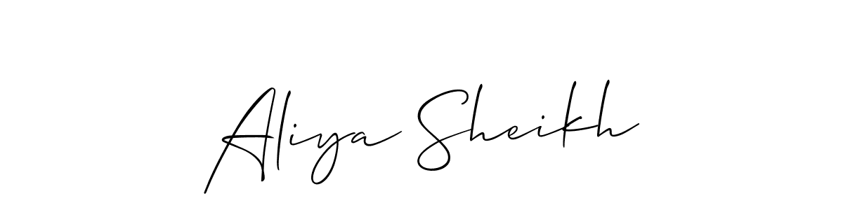 Make a beautiful signature design for name Aliya Sheikh. With this signature (Allison_Script) style, you can create a handwritten signature for free. Aliya Sheikh signature style 2 images and pictures png