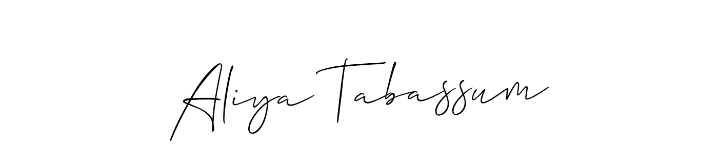 You should practise on your own different ways (Allison_Script) to write your name (Aliya Tabassum) in signature. don't let someone else do it for you. Aliya Tabassum signature style 2 images and pictures png