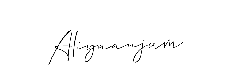 Allison_Script is a professional signature style that is perfect for those who want to add a touch of class to their signature. It is also a great choice for those who want to make their signature more unique. Get Aliyaanjum name to fancy signature for free. Aliyaanjum signature style 2 images and pictures png