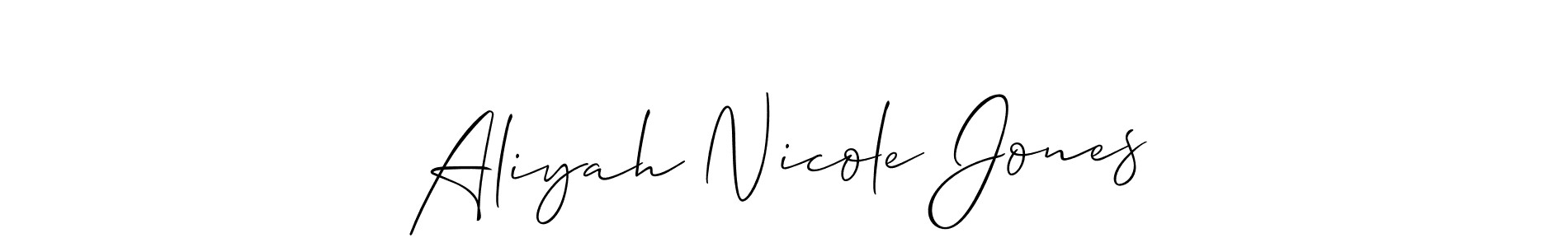 This is the best signature style for the Aliyah Nicole Jones name. Also you like these signature font (Allison_Script). Mix name signature. Aliyah Nicole Jones signature style 2 images and pictures png